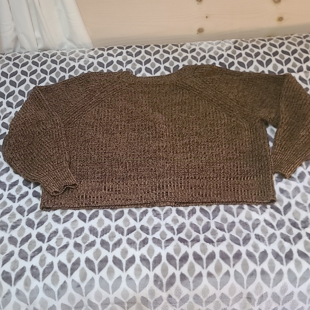 Cropped Oversize Brown Knit Sweater - Picture 5 of 7